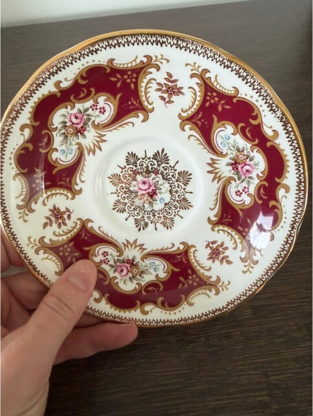 Vintage Paragon China Saucer - Burgundy
